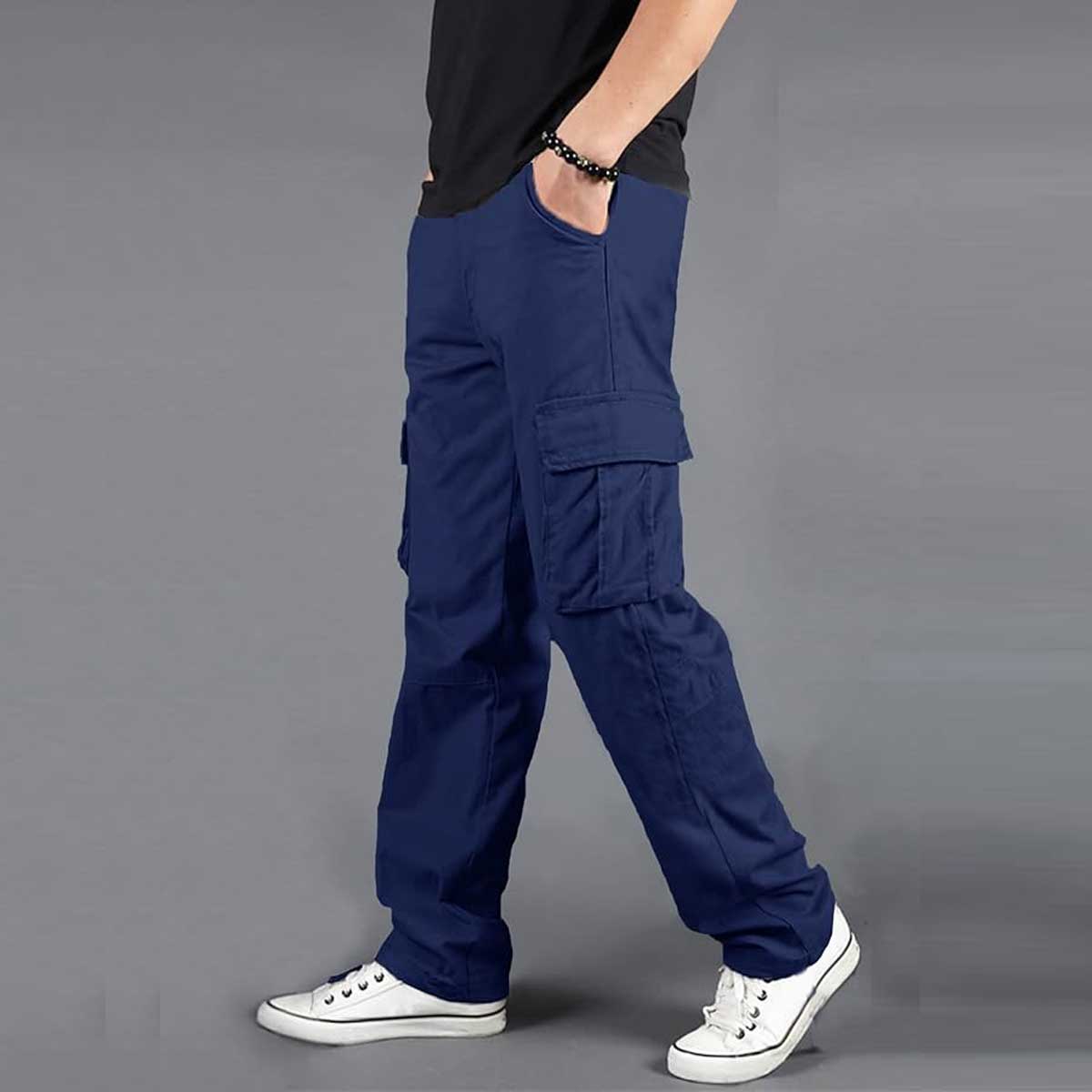Export Quality Six Pockets Cargo Pant For Men Stylish Navy Blue