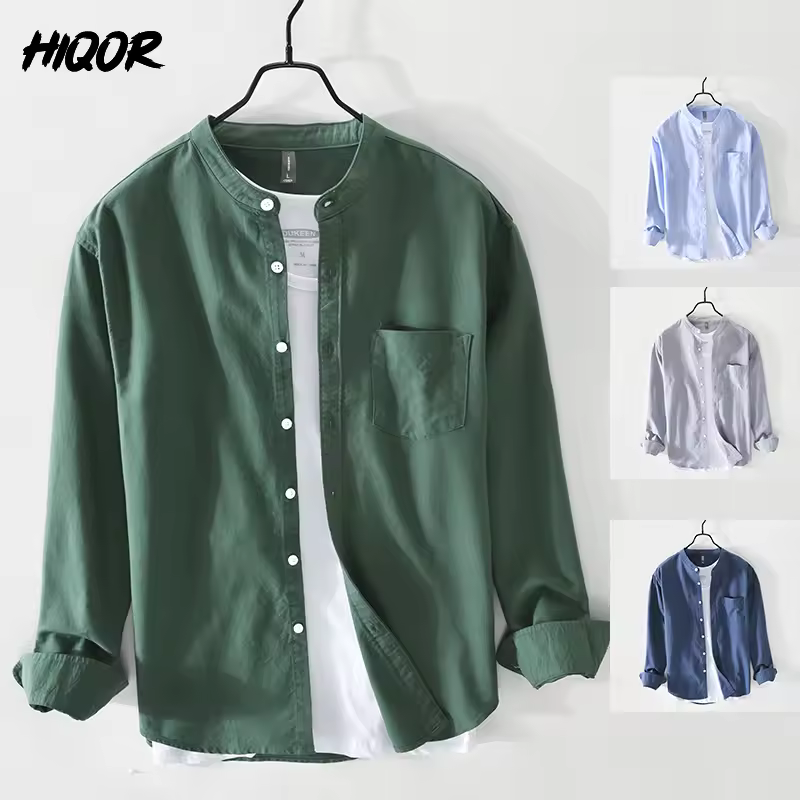 HIQOR Brand Blouses Fashion Simple Men's Casual Shirt 2024